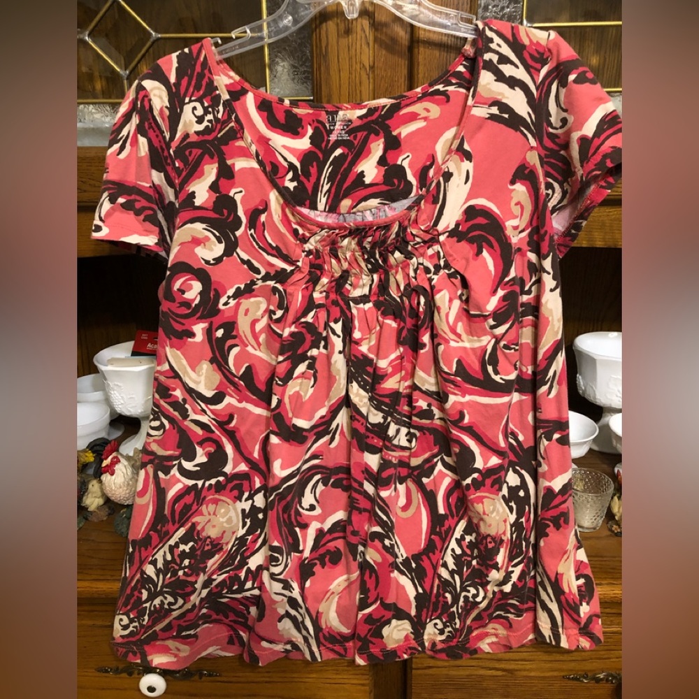 Women’s Size 1X a.n.a. top; cream, tan, pink, and brown